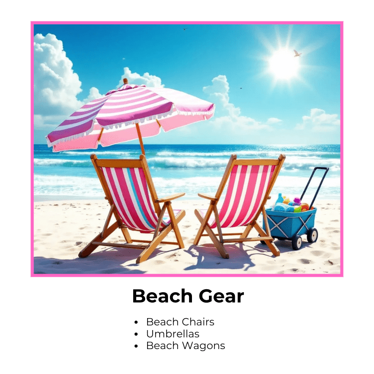 Family using rental linens, beach gear, and baby items in Delaware